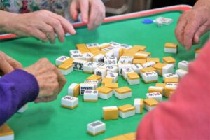 Shuffling the tiles in Mahjong is called 洗牌 in Chinese, or "washing the tiles".