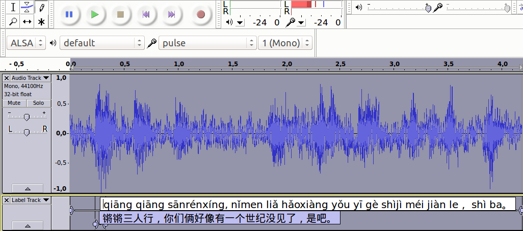 Transcribing Chinese audio as an active form of listening