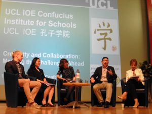 Me (left) participating in a plenary discussion at the 13th Annual Chinese Teaching Conference at University College London, arranged by the IOE Confucius Institute for Schools. Photo by: Philippa Vallely.