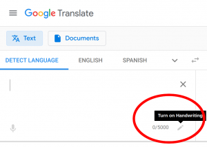 How to look up Chinese characters using Google Translate's handwriting input.